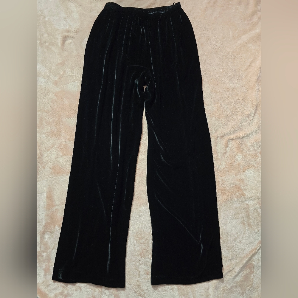 Eileen Fisher Black Velvet Straight Pants  Washable Velvet Size XS